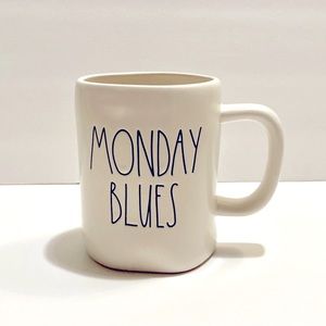RAE DUNN MONDAY BLUES MUG CERAMIC BLACK LARGE LETTERS NEW